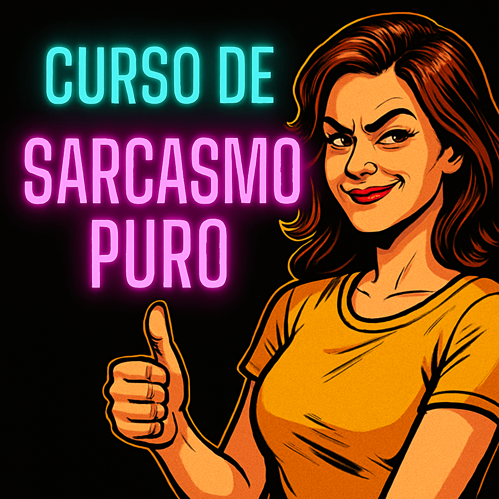 Imagen oficial del Curso de Sarcasmo Puro de Yenny, con estilo comic y actitud.
