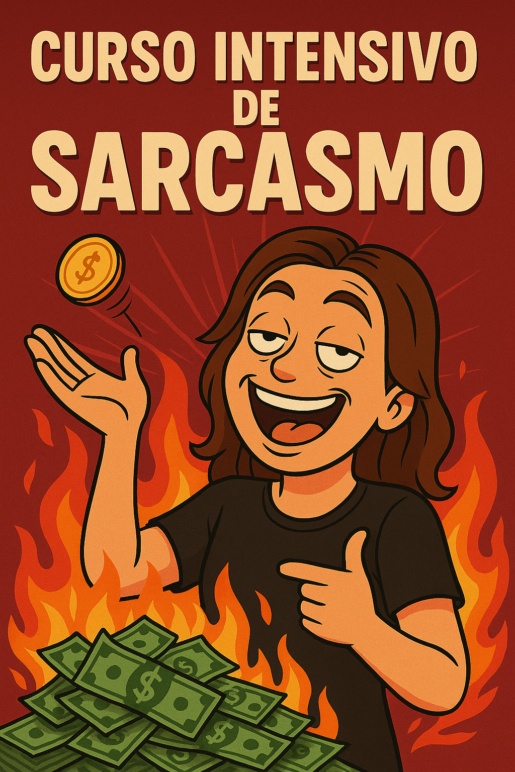 Imagen de un manual de sarcasmo con un emoji de cara sarcástica, simbolizando los fundamentos del sarcasmo.